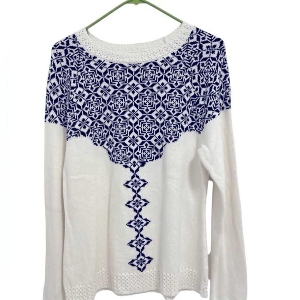 Talbots White and Black Crew Neck Sweater